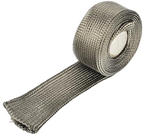 sourcing map Heat Shield Sleeve, 0.8 ID 6.6 Feet Heat Sleeve Automotive Wire Heat Shield Fuel Line Heat Shield Sleeve Heat Sleeve Heat Wrap 800 Degree for Wires, Titanium Color
