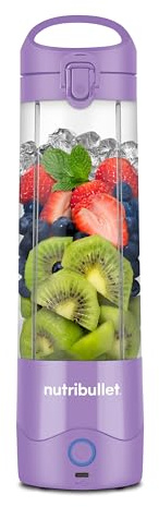 nutribullet Batidora portátil, inalámbrica, recipiente de 20 onzas, licuadora personal para batidos, recargable por USB-C, morado claro, NBPB50100LP