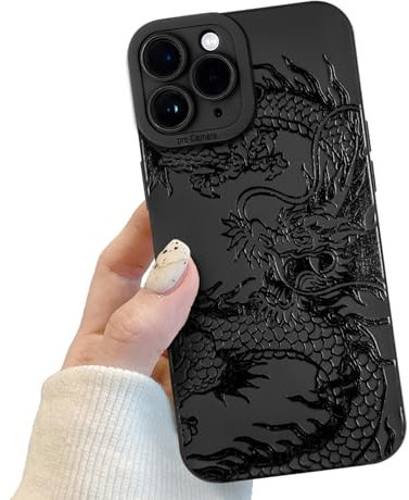Handyhülle für iPhone 11 Pro Schwarz matt mit Kameraschutz, Handyhülle mit Schwarzer Drachen Niedliches Design für Frauen Mädchen, Kratzfeste Drache Hülle für iPhone 11 Pro
