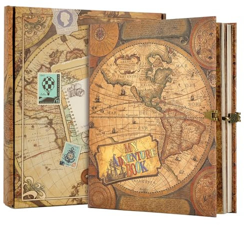 My Adventure Book scrapbook, Álbum de portada en relieve de estilo retro, album fotos para pegar y escribir/álbum de recortes de viajes para parejas/de aniversario, navidad, regalos de San Valentín