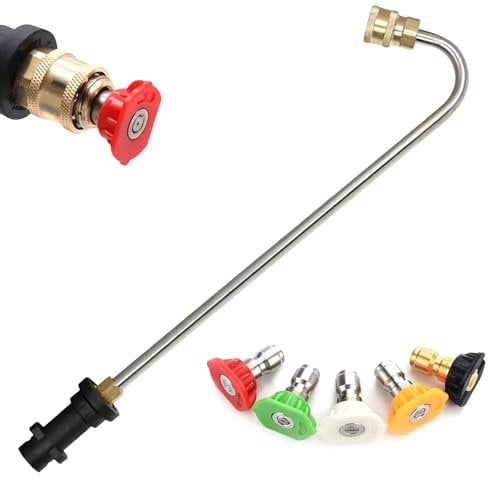 Lance D'extension de Nettoyeur Haute Pression, Extension de Lance pour Nettoyeur Haute Pression pour Karcher K2 K3 K4 K5 K6 K7, Nettoyeur de Gouttière avec 5 Buses de Pulvérisation (90 Degrés)