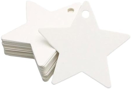 Koautios 100 Sternförmige Geschenkanhänger, Zum Aufhängen, Basteln, Dekorieren, Geschenketiketten, Sterne für Partys, Zeichnen, Hochzeiten, Weiß