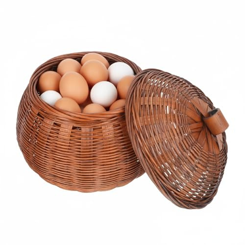 GLEAVI Aufbewahrungskorb Mit Deckel Multifunktionaler Retro Eierkorb Und Für Küche Und Haushalt Praktischer Aufbewahrungsbehälter Für Snacks Und Organisation 6.1X5.9X5.5 Zoll