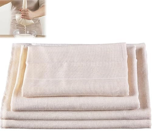 Azlanway Panno, 4 pezzi 50 x 50 cm, panno di garza riutilizzabile, per setacciare succo, formaggio, tè, latte noci, zuppa, yogurt e tofu