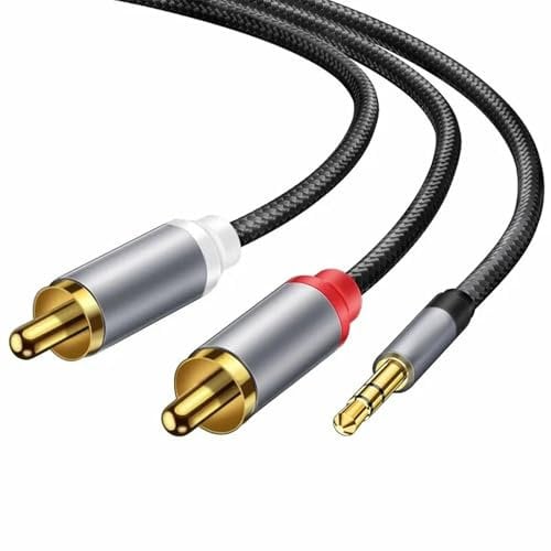 BFQZ 1 Piece RCA to 3.5mm Audio Cable, 3.5mm to RCA Adapter, RCAMale to 3.5mmMale Headphone Jack Stereo Splitter Compatible with DJ Controller, Speaker, Turntable, TV, Car Stereo, Hi-Fi Amplifier