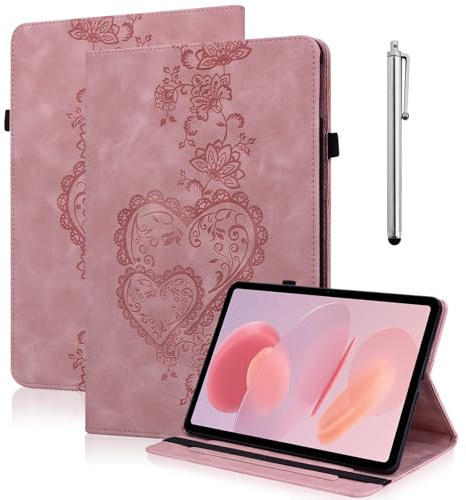 YiChZhe Hülle für Fire HD 8 & HD 8 Plus Tablet Hülle (12./10.Gen,2024/2022/2020 Release) mit Stifthalter,Ultra Dünn PU Leder Stoßfeste Schutzhülle mit Standfunktion‌ und Brieftasche-Rosa