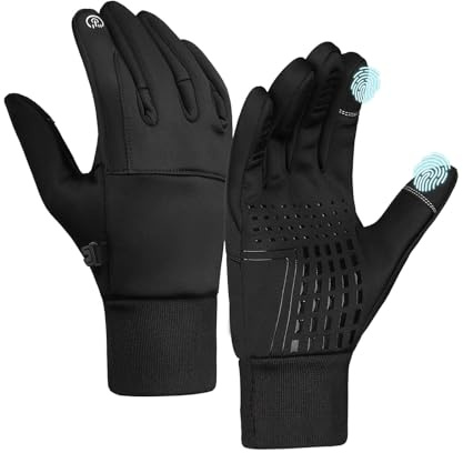 Thermo Slim Handschuhe Winter – Wasserdicht, Winddicht & Touchscreen-kompatibel, Rutschfestes Design, Warme Atmungsaktive Fahrradhandschuhe für Herren & Damen, Ideal für Outdoor & Sport (M)