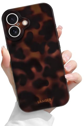 Newseego for iPhone 16 Case Cute Leopard Print Pattern, Brown | for Girls Women, Aesthetic Amber Tortoise Shell Design, Slim Soft TPU, Shockproof Cover, Full Camera Protection