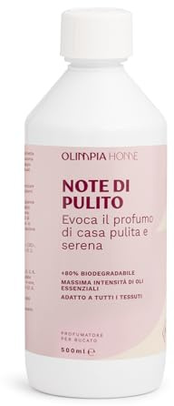 OlimpiaHome Profumatore per Bucato Concentrato | Essenza Profumo Biancheria per Lavatrice e Asciugatrice, Note di Pulito (Ml. 500)