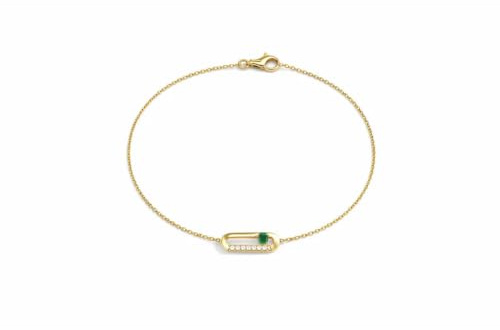 Suzan Gold Armband 925 Sterling Silber vergoldet Damen Armband grüner Stein Zirkonia filigran elegant minimalistisch Schmuck Geschenk Frauen