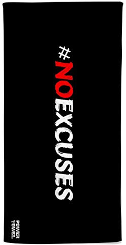 Power Towel das Coole Fitness & Sport-Handtuch mit Einer Botschaft| Größe 50 cm x 100 cm | Frottee-Veloursqualität Made in Germany für das Fitnesstudio | (Noexcuses Black L)