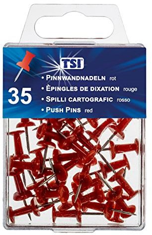 TSI 48323 Pinnwandnadeln, 35er Packung Farbe: rot