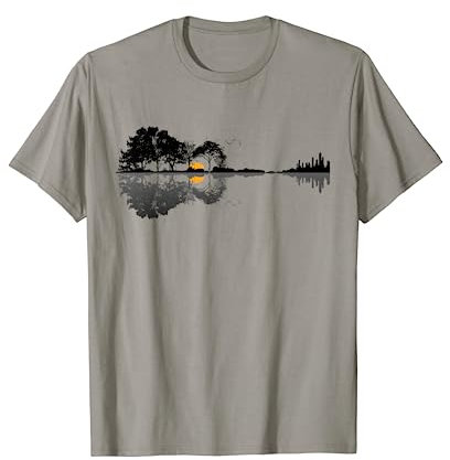 Gitarre Natur See Schatten Design Gitarrist Geschenk Design T-Shirt