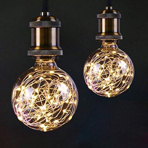 AIFUSI LED Glühbirne, 2 Stück E27 Kupferdraht Vintage LED Birne, 3W 300lm Warmweiß Kreative Lichterkette, dekorative Beleuchtung für Hauscafés Party Urlaub Hochzeit, nicht dimmbar
