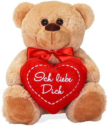 matches21 Teddy Teddybär Plüschbär mit Herz Ich Liebe Dich 25 cm Kuscheltier Plüschteddy Kuscheltier Schmusetier - Geschenkidee Freundin Klassiker