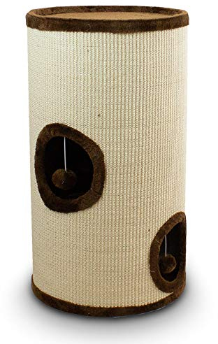 BITUXX® Sisaltonne Kratztonne Katzentonne Katzenbaum Katzenhöhle Kratzbaum mit Plüsch und Sisal … (70cm, Braun)