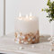 Lights4fun 3 Wick TruGlow® Seashell Large Battery LED Flameless Pillar Candle Real Ivory Wax Timer 12.5cm