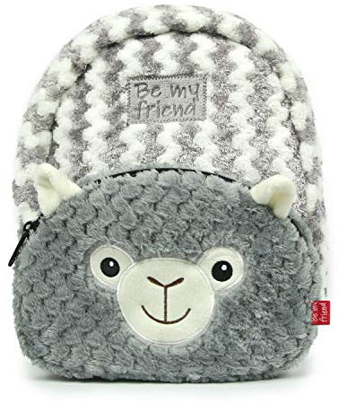 PERLETTI Kinder Rucksack mit Lama Tasche - Kuscheltier Schultasche Kleinkind - Kindertasche Weich Flauschig für Kindergarten mit Tasche in Plüsch Tier Form - Baby 3 4 5 Jahren 20x28x8 cm (Lama)