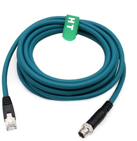 HangTon Câble Ethernet M12 8 broches codé X RJ45 CAT7e GigE pour Basler Cognex Keyence Datalogic Microscan Capteur de caméra malade Commutateur réseau haute vitesse 2 m