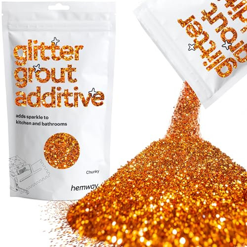 Hemway Glitter Grout Additive - Copper | Chunky Metallic Flakes for Adding Sparkle to Old & New Kitchen & Bathroom Tiles | Enhance Your Indoor Grouting Projects with a Durable Sparkly Effect | 100 g