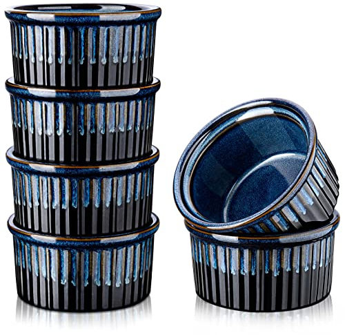 vancasso, Série GLIMMER, Ramequin Moules à Soufflé en Céramique pour Four, 6 Pièces -280 ml