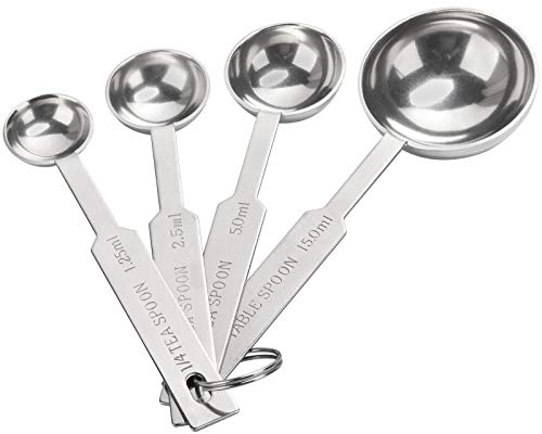 OstWony 4PCS Measuring Spoons Set, Includes 1/4 tsp, 1/2 tsp, 1 tsp, 1 tbsp, Food Grade Stainless Steel measuring cups, Tablespoon and Teaspoon for Measure Liquid and Dry Ingredients