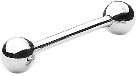Taffstyle Piercing Barbell Piercing Hantel Stecker Stab Zungenpiercing Zunge Mund Ohr Tragus Helix Ohrpiercing Echt Gold 585 Kugel Weißgold 1,2mm x 8mm x 3mm