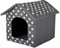 PillowPrim Hundehütte Hundehöhle Hundebett Hundehaus Katzenhöhle kleine S - 38x32 cm grau mit Pfoten