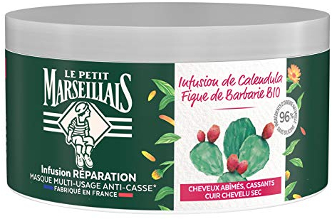 Le Petit Marseillais 4-in-1-Maske, Reparatur, geschädigtes und brüchiges Haar, Bio-Calendula-Infusion & Bio-Kaktusfeige
