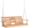 Outsunny Hängebank Gartenschaukel Schaukelbank mit faltbarem Couchtisch Becherhalter für 2-3 Personen Tannenholz Patio Terrasse Hinterhof komfortable 150 x 75 x 53 cm Natur