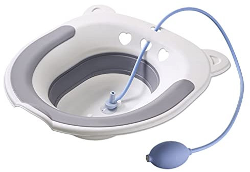 Angoily Sitzbad über Toilette mit Spülpumpe Faltbar Hüftperineale Einweichbad Bidet Bidetbecken Sanitärbidet Bidet Einsatz Sitzbadewanne für Schwangere Ältere Patienten Hämorrhoidenbehandlung