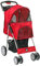 KCT Hooded Foldable Pet Dog Cat Stroller Red- 4 Wheel Travel Carriage with Safety Leash, Canopy, Cup Holder, Storage Tray