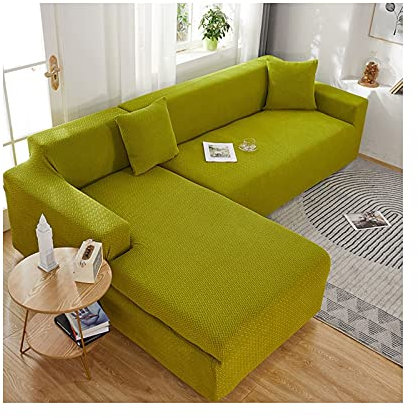 Daesar Couchbezug Wasserdicht Polyester, Sofabezug Sofa Überwürfe 2 Sitzer Gelb Grün Couchbezug Stretch Eckcouch 145-185