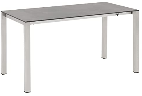 OUTLIV. Ausziehtisch Rimini, Edelstahl und HPL-Verbundplatte, wetterfest und ausziehbar, für Balkon/Terrasse, bis 8 Personen, 140/178,5/210x70cm, Silber/Zement