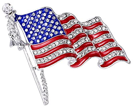 Wudaizhi Brosche Amerikanische Flagge Malerei Öl Pins Blau Rot Streifen Fahnenmast Usa Mütze Abzeichen Geschenkknopf Revers Pin