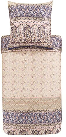 Bassetti Bettwäsche Garnitur Imperia 41 aus Baumwolle Mako-Satin in der Farbe Beige 2-Teilig mit Reißverschluss, Maße: 155cm x 220cm, 80cm x 80cm, 9323470