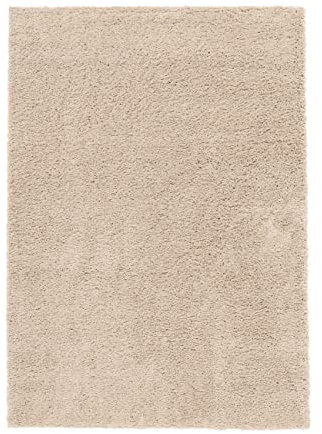 RugVista, Comfy, Kinderzimmer Teppich, 100 x 160 cm, Kinderteppich für Kinder, Spielteppich für Babys, Shaggy handwebstuhl, Maschinell hergestellt, Hochflor, Keine schädlichen Stoffe, Beige