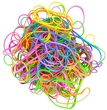 Elastic Rubber Bands 100G’s, Approximately 250pcs, Neon Coloured, Ideal for Home and Office Supplies Industrial Crafts, DIY, Organisation, Natural Rubber Bands Strong and Durable