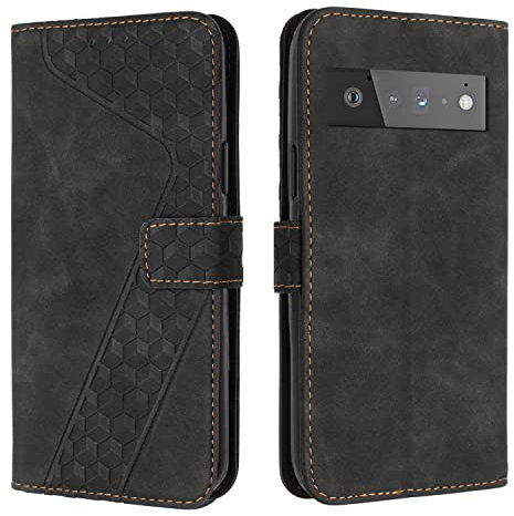 OKZone Coque pour Google Pixel 6 Pro, Etui Protection Housse Premium en Cuir PU Portefeuille Étui Téléphone [Fermoir Magnétique] [Fentes pour Cartes] Flip Case pour Google Pixel 6 Pro（Noir