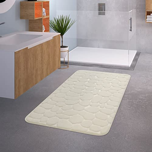 TT Home Badezimmer Badematte Duschmatte rutschfest Waschbar Memory Schaum Stein Muster, Farbe:Creme 5, Größe:65x120 cm