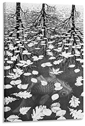 RFME M.C. Escher Malerei Kunstposter mit drei Welten – 30 x 45 cm