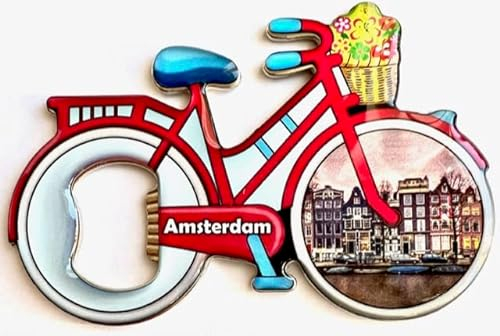 Generisch Amsterdam Flaschenöffner Magnet Metall, Bunt, 54 Gramm, Epoxid hochglänzend, Motiv aus Amsterdam, Hält auf allen Metallflächen, 10cm x 5,7cm x 0,5 cm, Geschenk, BOTTLE_OPENER, 3312071