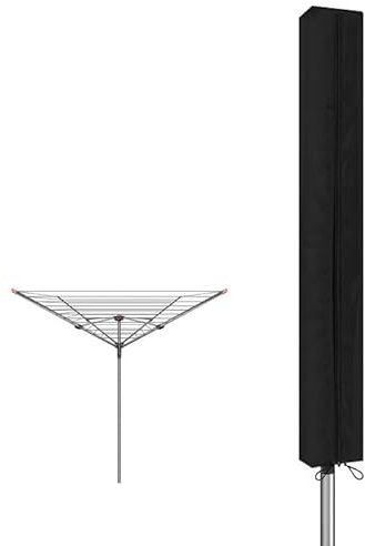 Funshot Schutzhülle fur Wäschespinne Abdeckung Wäscheschirme,420D Oxford Hülle wäschespinne mit Reißverschluss und Kordelzug zum Festziehen,Anti-UV, Schwarz,165x16x16cm