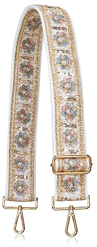 ALLZEDREAM Taschengurt Schultergurt Zum Wechseln Verstellbarer Umhängetasche Handtasche Schultertaschen 5CM Breiter Stickerei Spitze Pailletten, Pailletten Blume