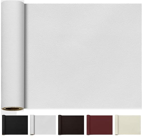 TOJUNE Cuero Adhesivo 40 x 200 cm, Parche de reparación Autoadhesivo Kit para Sofá, Muebles, Armarios de Cocina, Asiento de Coche (Blanco)
