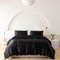 Wotcsil Satin Bettwäsche 200x200 Schwarz Damast Seidenbettwäsche Bettwäsche 200x200 Satin Seiden Bettbezug Set Seidige Uni Einfarbig Polyester Seide Bettbezug Mit Kissenbezug