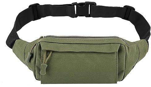 Hixingo Stylisch Bauchtasche für Damen und Herren, Hüfttasche Verstellbare Sport Groß Gürteltasche mit Reißverschluss für Outdoor Laufen Wandern Radfahren Gehen (20x9x12cm,Armeegrün)