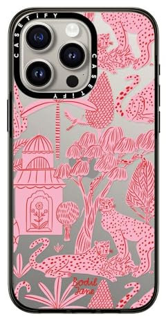 CASETiFY Compact Case for iPhone 15 Pro Max [2X Military Grade Drop Tested / 4ft Drop Protection] - Cheetah Paradise Pink - Clear Black