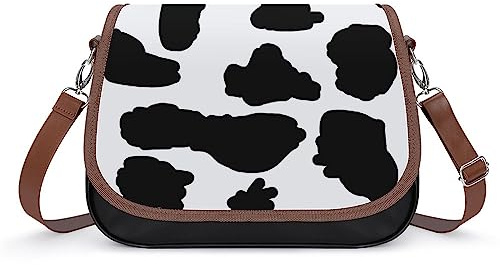CZZYH PU Leder Umhängetasche, verstellbare und abnehmbare Schultergurte, Kuh-Punkte Crossbody Taschen für Frauen, Kuhflecken
