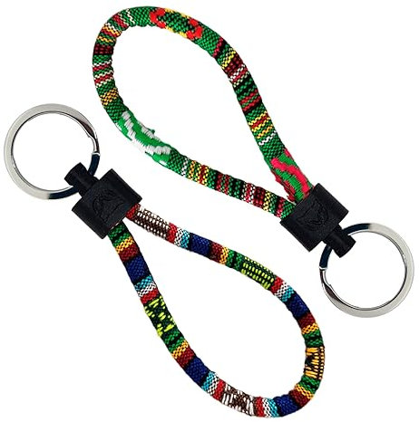BUMA Schlüsselanhänger aus recycelter Baumwolle, 3D-Druck, recycelter Kunststoff, Ringhalter und Edelstahlring, 2 Farben, Festive Green / Fusion Blue, Einheitsgröße